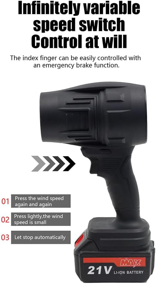Jet Dry Mini Blower Turbo Jet Fan with 21V 2PCS Large Capacity Battery Lightweight Body Turbine Motor Strong Power Speed Clear the Fallen Leaves and Dust at Home