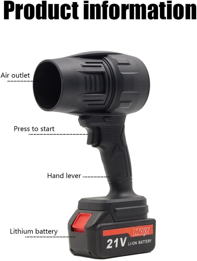 Jet Dry Mini Blower Turbo Jet Fan with 21V 2PCS Large Capacity Battery Lightweight Body Turbine Motor Strong Power Speed Clear the Fallen Leaves and Dust at Home