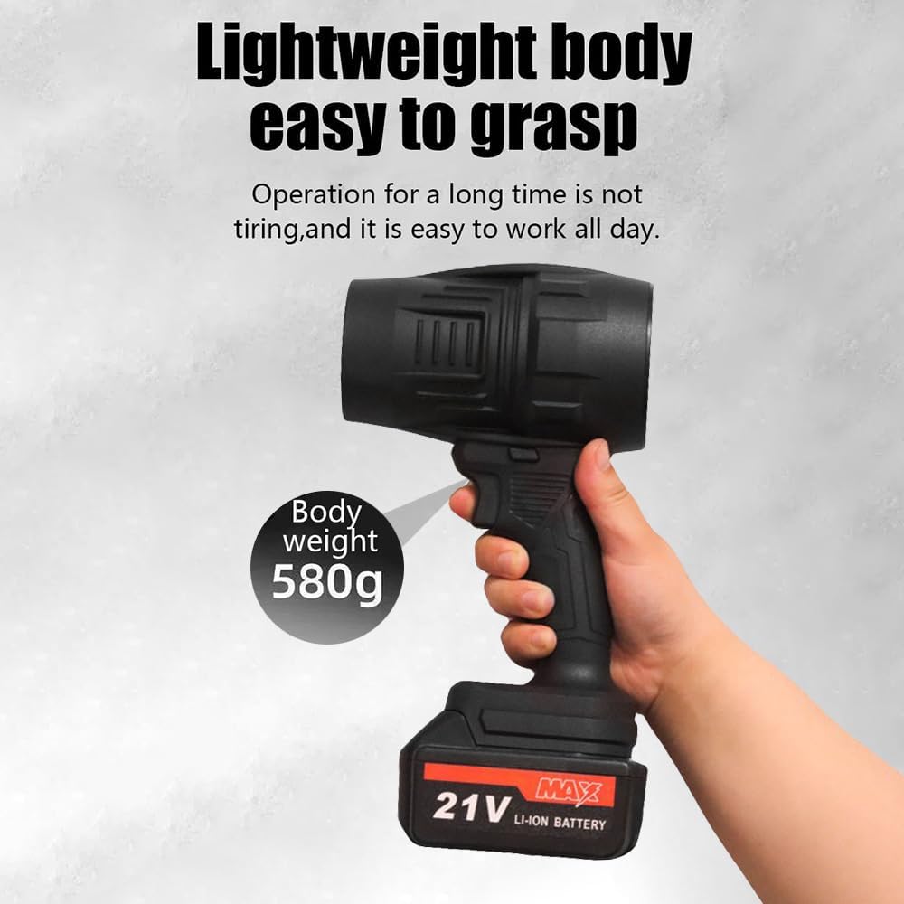 Jet Dry Mini Blower Turbo Jet Fan with 21V 2PCS Large Capacity Battery Lightweight Body Turbine Motor Strong Power Speed Clear the Fallen Leaves and Dust at Home